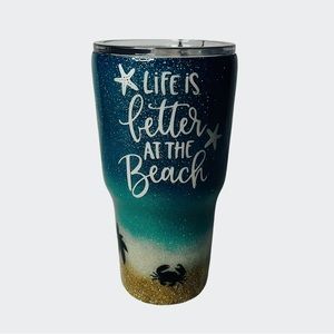 Handmade Epoxy Beach Tumbler 30oz Tapered